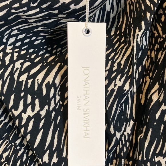 Jonathan Simkhai NWT Adriana Mini Dress Abstract Fern XS Asymmetrical Old Money - Picture 4 of 16